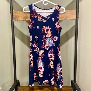 Mudd blue floral tank dress size small